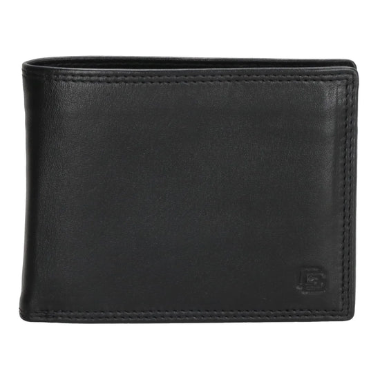 Geldbörse Querformat 12,5 x 10cm in Schwarz mit extra Kartenklappe - leder-accessoires.com