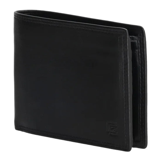 Geldbörse Querformat 12,5 x 10cm in Schwarz mit extra Kartenklappe - leder-accessoires.com