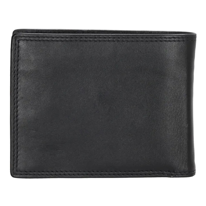 Geldbörse Querformat 12,5 x 10cm in Schwarz mit extra Kartenklappe - leder-accessoires.com