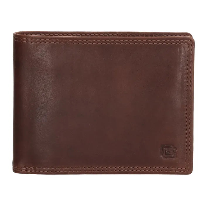 Geldbörse Querformat 12,5 x 10cm in Braun mit extra Kartenklappe - leder-accessoires.com