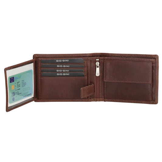 Geldbörse Querformat 12,5 x 10cm in Braun mit extra Kartenklappe - leder-accessoires.com