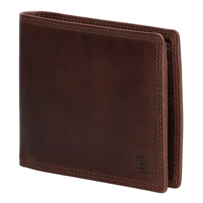 Geldbörse Querformat 12,5 x 10cm in Braun mit extra Kartenklappe - leder-accessoires.com