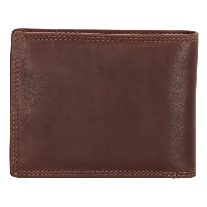 Geldbörse Querformat 12,5 x 10cm in Braun mit extra Kartenklappe - leder-accessoires.com