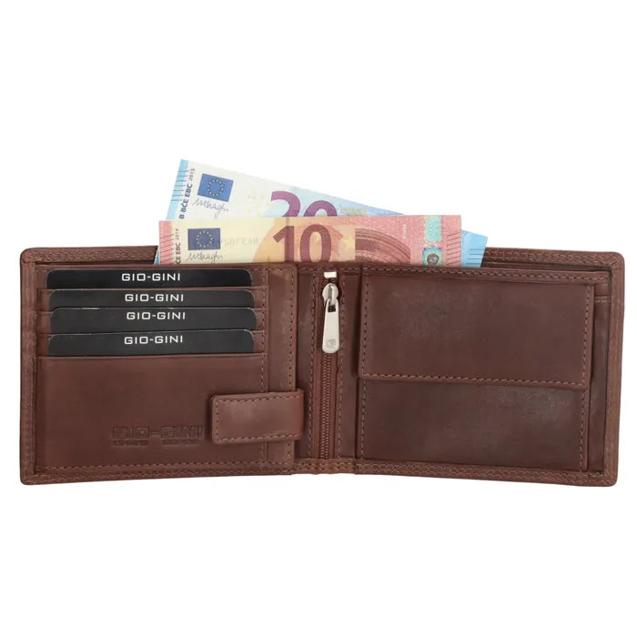 Geldbörse Querformat 12,5 x 10cm in Braun mit extra Kartenklappe - leder-accessoires.com