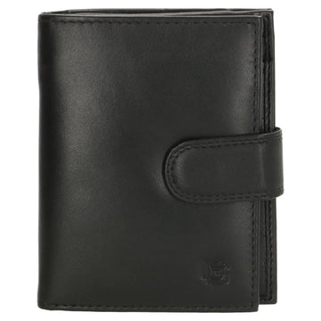 Geldbörse Hochformat 9,5 x 12cm in Schwarz aus Leder mit Riegel - leder-accessoires.com