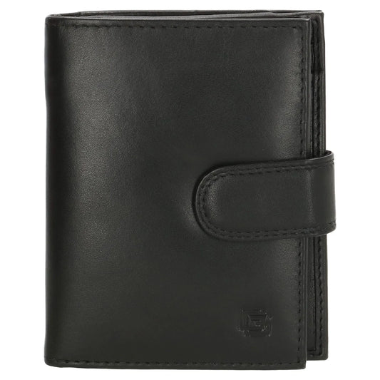 Geldbörse Hochformat 9,5 x 12cm in Schwarz aus Leder mit Riegel - leder-accessoires.com