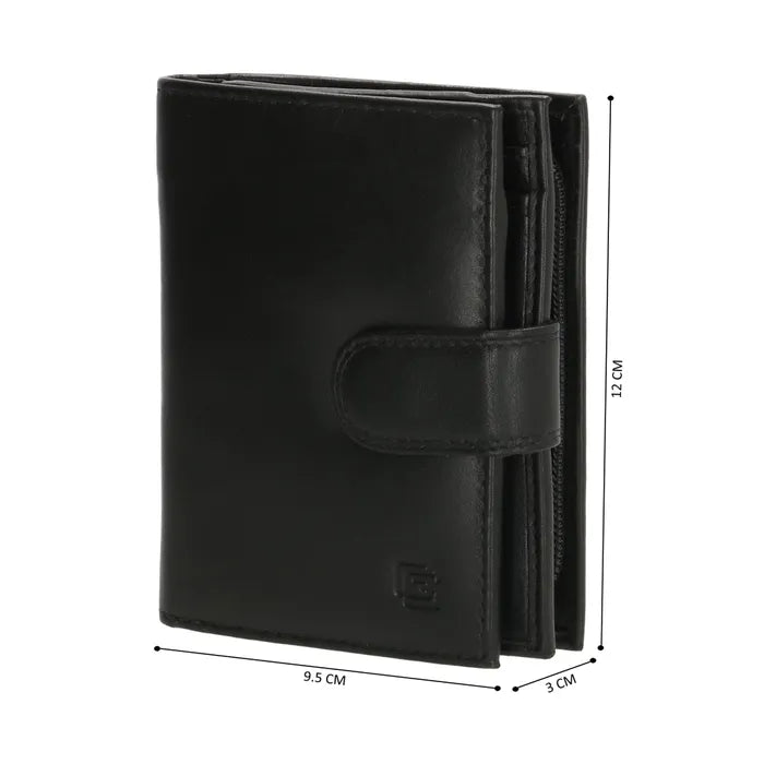Geldbörse Hochformat 9,5 x 12cm in Schwarz aus Leder mit Riegel - leder-accessoires.com