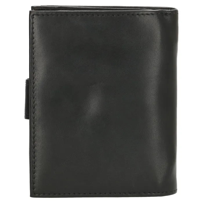 Geldbörse Hochformat 9,5 x 12cm in Schwarz aus Leder mit Riegel - leder-accessoires.com