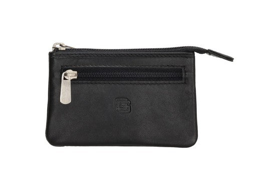 Schlüsseletui 11x7,6cm in Schwarz aus Leder mit 2 Schlüsselringe - leder-accessoires.com
