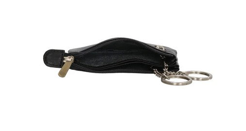 Schlüsseletui 11x7,6cm in Schwarz aus Leder mit 2 Schlüsselringe - leder-accessoires.com