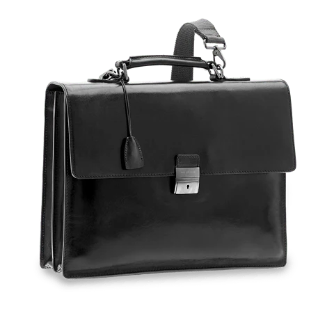 Business-| Dokumententasche 40 x 30m The Bridge in Schwarz mit Überschlag und Steckschloss - leder-accessoires.com