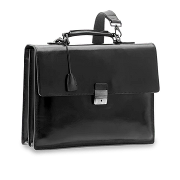 Business-| Dokumententasche 40 x 30m The Bridge in Schwarz mit Überschlag und Steckschloss - leder-accessoires.com