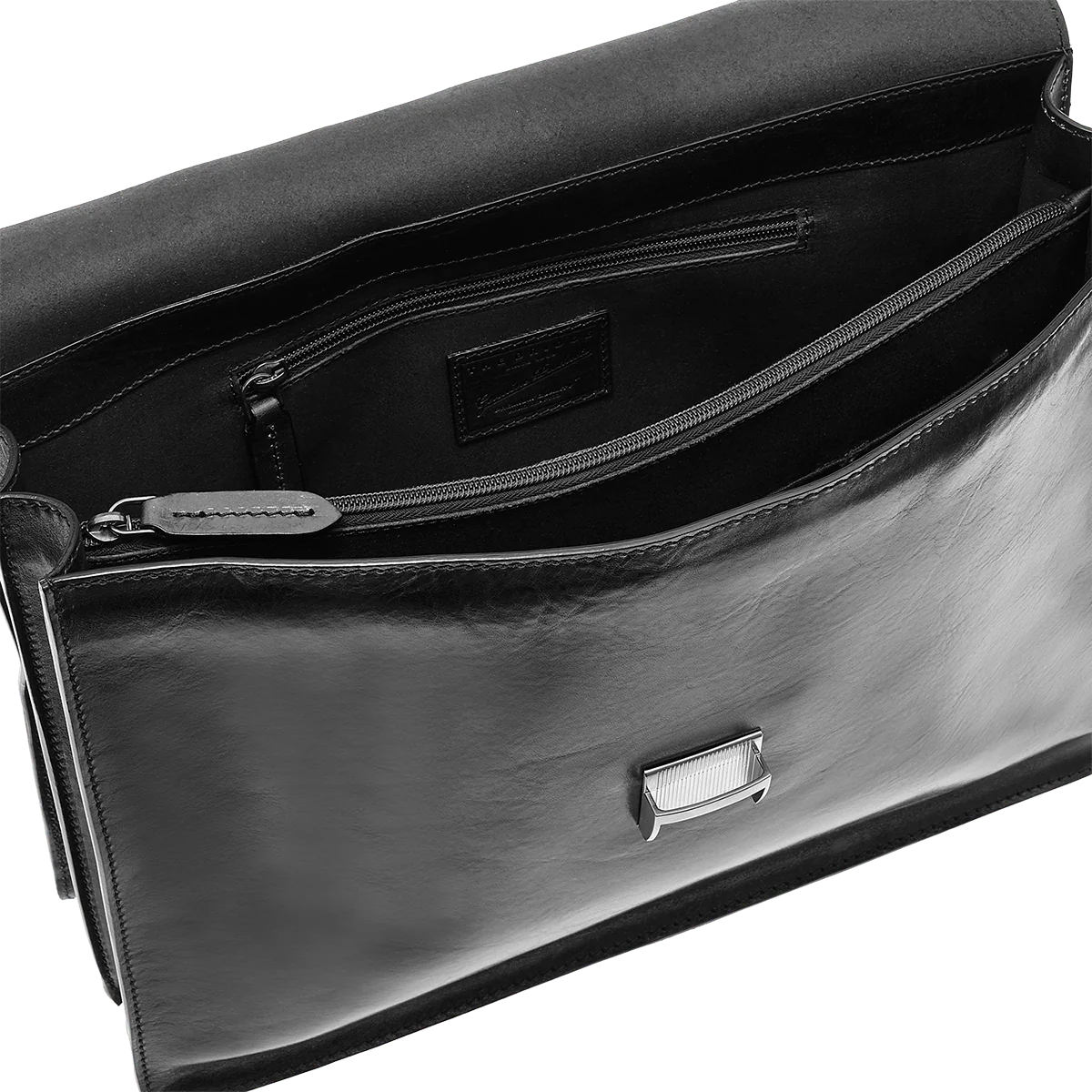 Business-| Dokumententasche 40 x 30m The Bridge in Schwarz mit Überschlag und Steckschloss - leder-accessoires.com