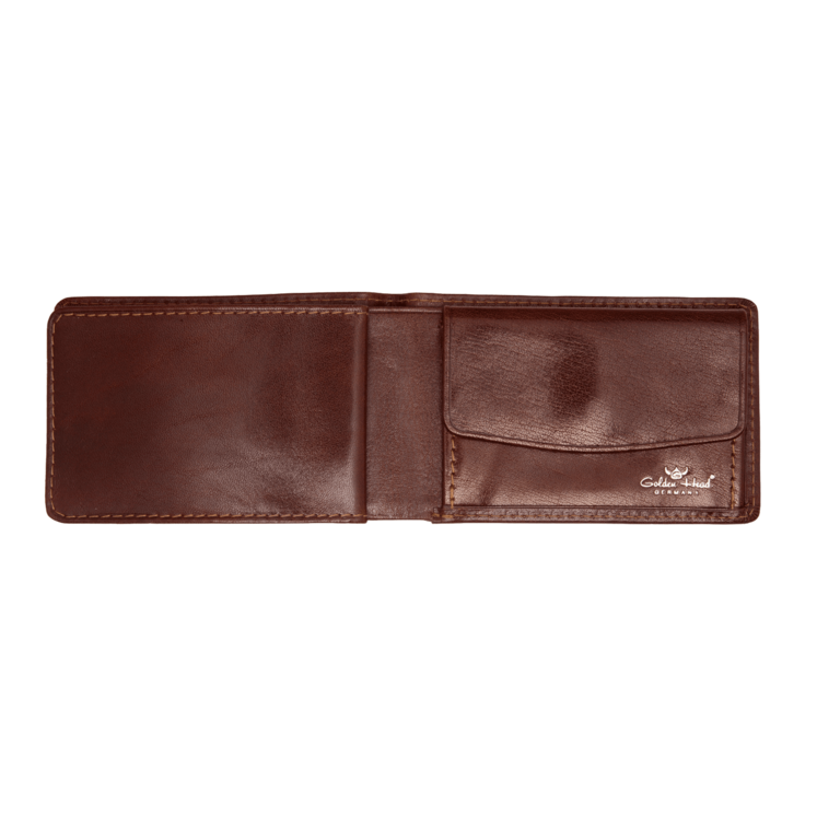 Geldbörse Golden Head 9 x 6cm in Braun aus Leder - leder-accessoires.com