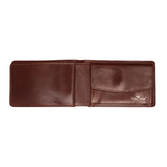 Geldbörse Golden Head 9 x 6cm in Braun aus Leder - leder-accessoires.com