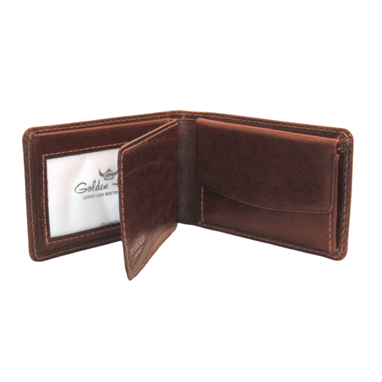 Geldbörse Golden Head 9 x 6cm in Braun aus Leder - leder-accessoires.com