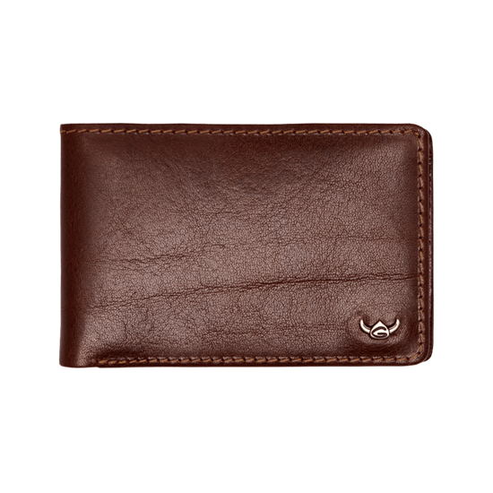 Geldbörse Golden Head 9 x 6cm in Braun aus Leder - leder-accessoires.com