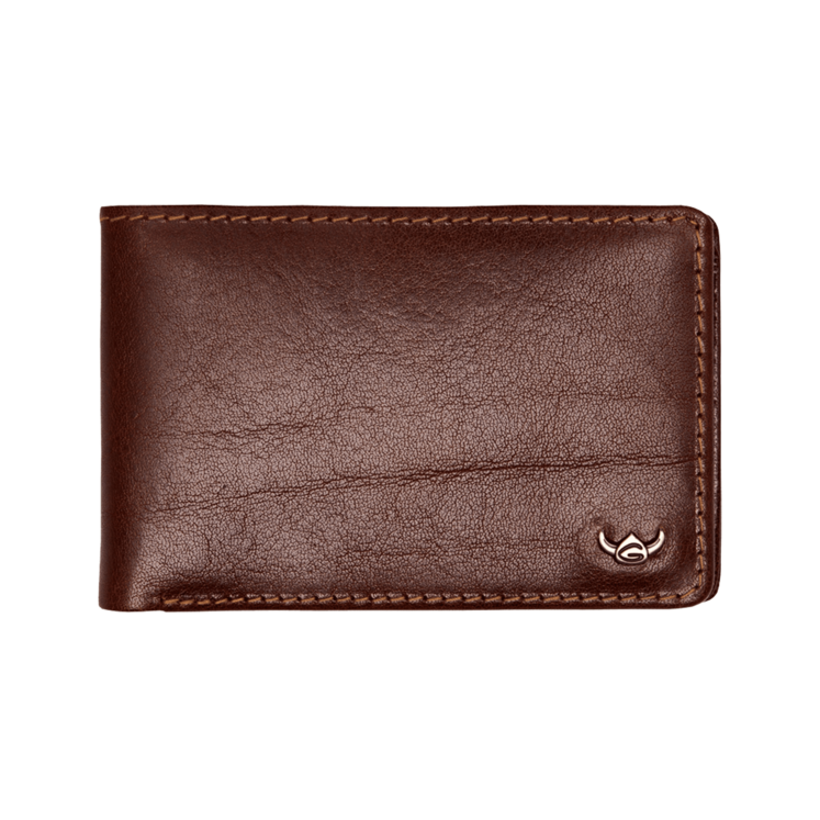 Geldbörse Golden Head 9 x 6cm in Braun aus Leder - leder-accessoires.com