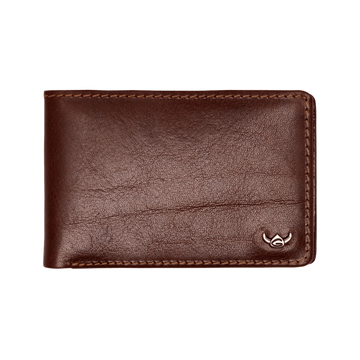 Geldbörse Golden Head 9 x 6cm in Braun aus Leder - leder-accessoires.com