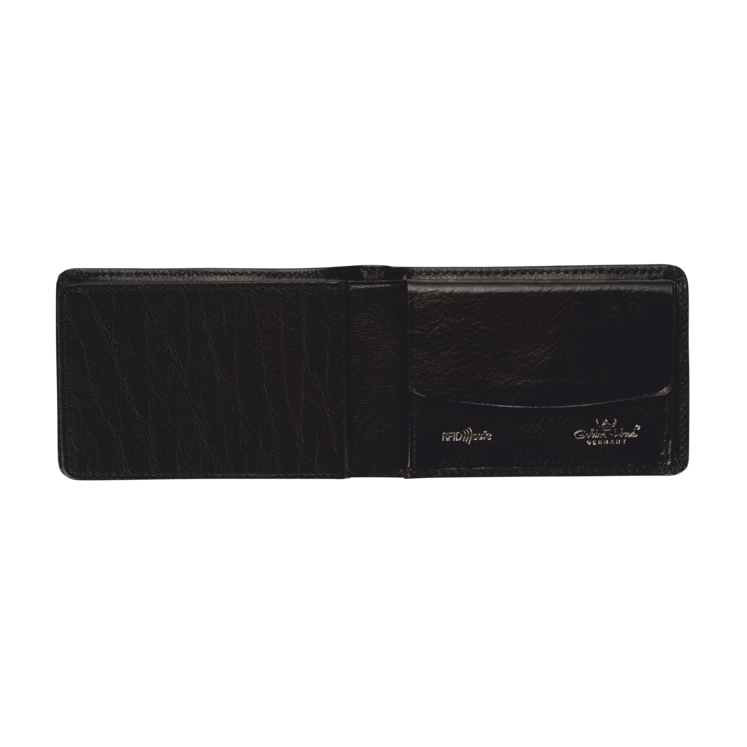 Geldbörse Golden Head mit RFID 9 x 6cm in Schwarz aus Leder - leder-accessoires.com