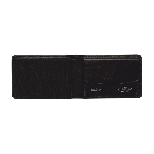 Geldbörse Golden Head mit RFID 9 x 6cm in Schwarz aus Leder - leder-accessoires.com