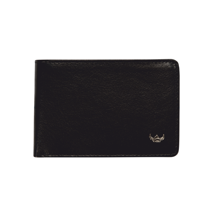 Geldbörse Golden Head mit RFID 9 x 6cm in Schwarz aus Leder - leder-accessoires.com