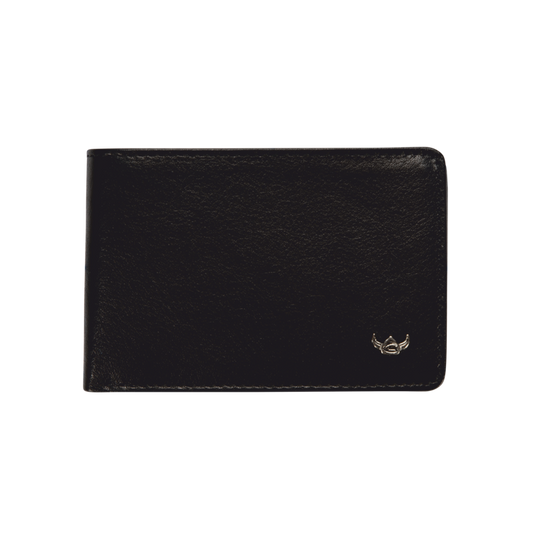 Geldbörse Golden Head mit RFID 9 x 6cm in Schwarz aus Leder - leder-accessoires.com