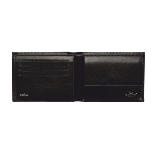 Lederbörse Querformat 12,5x9,5cm in Schwarz - leder-accessoires.com