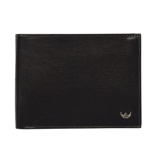 Lederbörse Querformat 12,5x9,5cm in Schwarz - leder-accessoires.com