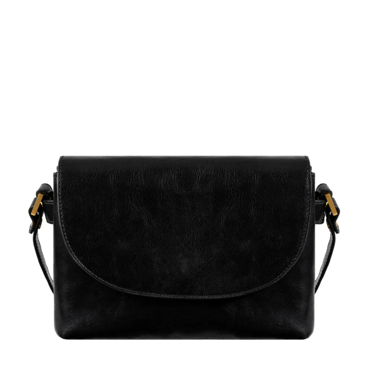 Umhängetasche|Crossover 24 x 17cm in Schwarz aus Leder mit Überschlag - leder-accessoires.com