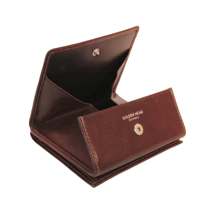 Geldbörse|Wiener Schachtel Golden Head 10x9cm in Braun aus Leder - leder-accessoires.com