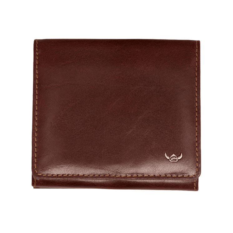 Geldbörse|Wiener Schachtel Golden Head 10x9cm in Braun aus Leder - leder-accessoires.com