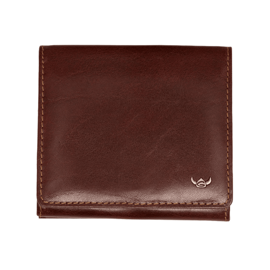 Geldbörse|Wiener Schachtel Golden Head 10x9cm in Braun aus Leder - leder-accessoires.com