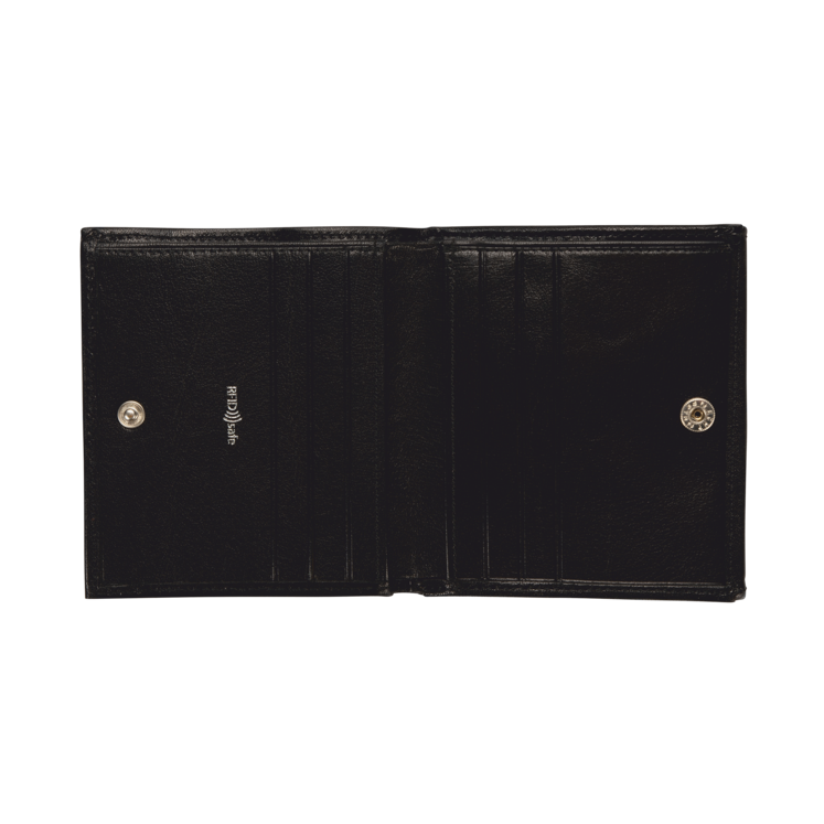 Geldbörse|Wiener Schachtel Golden Head 10x9cm in Schwarz aus Leder - leder-accessoires.com