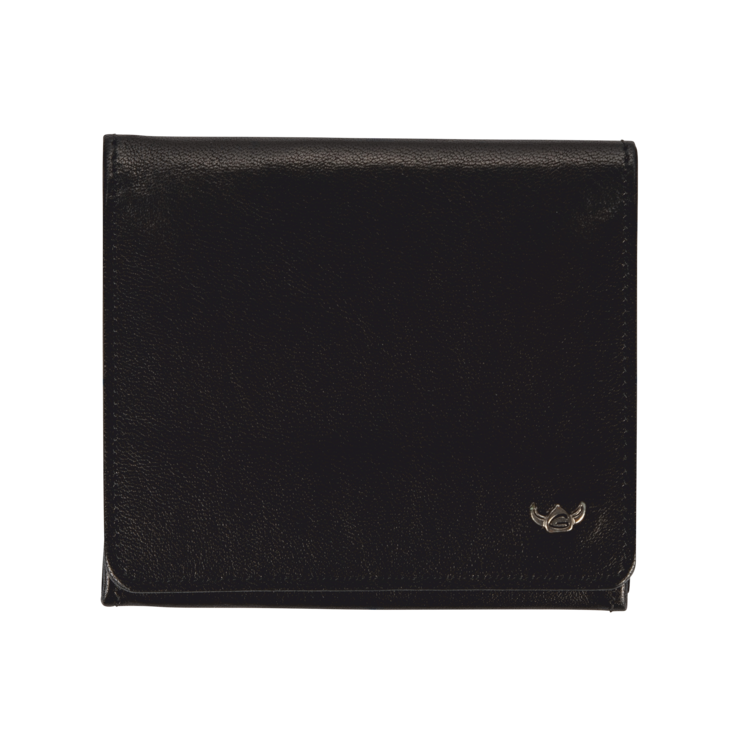 Geldbörse|Wiener Schachtel Golden Head 10x9cm in Schwarz aus Leder - leder-accessoires.com
