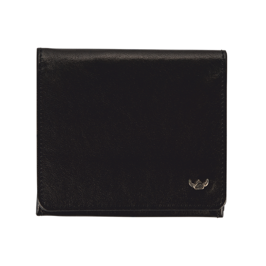 Geldbörse|Wiener Schachtel Golden Head 10x9cm in Schwarz aus Leder - leder-accessoires.com