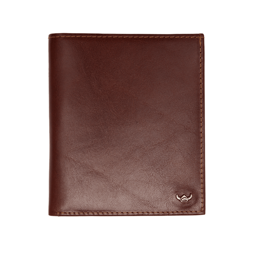 Kombischeintasche 10,5x12x2,3cm in Braun aus Vollrindleder - leder-accessoires.com