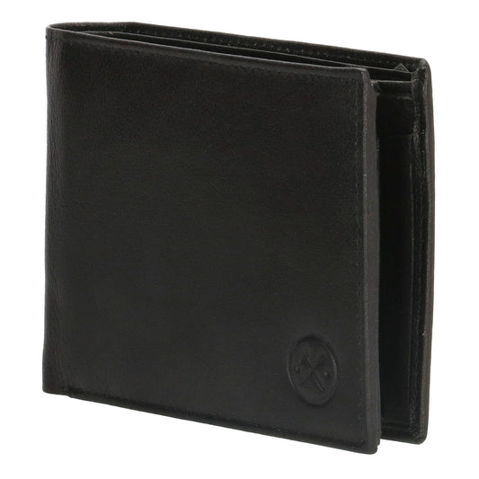 Geldbörse Querformat 13 x 10cm in Schwarz aus Leder - leder-accessoires.com