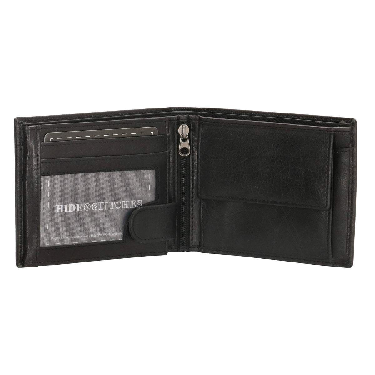 Geldbörse Querformat 13 x 10cm in Schwarz aus Leder - leder-accessoires.com