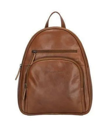 Rucksack aus Leder in Braun mit Reißverschluss und Vortasche - leder-accessoires.com