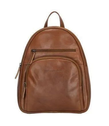 Rucksack aus Leder in Braun mit Reißverschluss und Vortasche - leder-accessoires.com