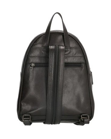 Rucksack aus Leder in Schwarz mit Reißverschluss und Vortasche - leder-accessoires.com