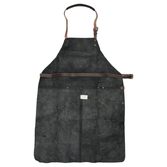 Lederschürze in Schwarz mit Vortasche zum Verstellen - leder-accessoires.com