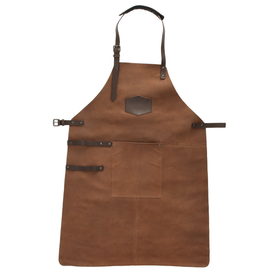 Lederschürze in Cognac mit Vortasche zum Verstellen - leder-accessoires.com