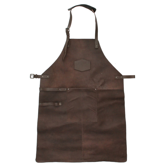 Lederschürze in Braun mit Vortasche zum Verstellen - leder-accessoires.com