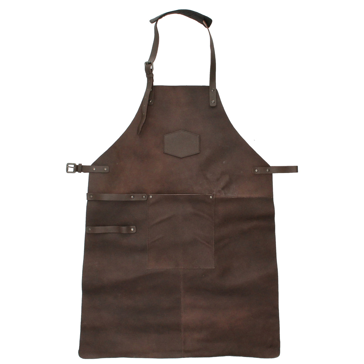 Lederschürze in Braun mit Vortasche zum Verstellen - leder-accessoires.com