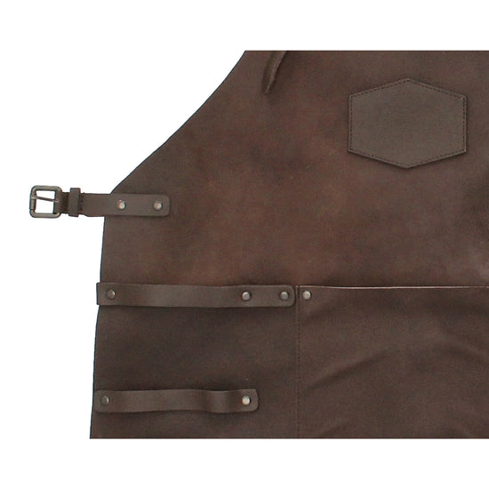 Lederschürze in Braun mit Vortasche zum Verstellen - leder-accessoires.com
