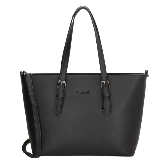 Shopper 41x27cm in Schwarz mit Reißverschluss - leder-accessoires.com