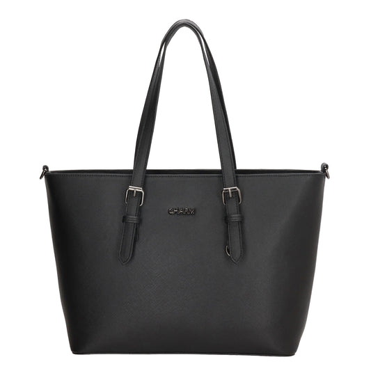 Shopper 41x27cm in Schwarz mit Reißverschluss - leder-accessoires.com