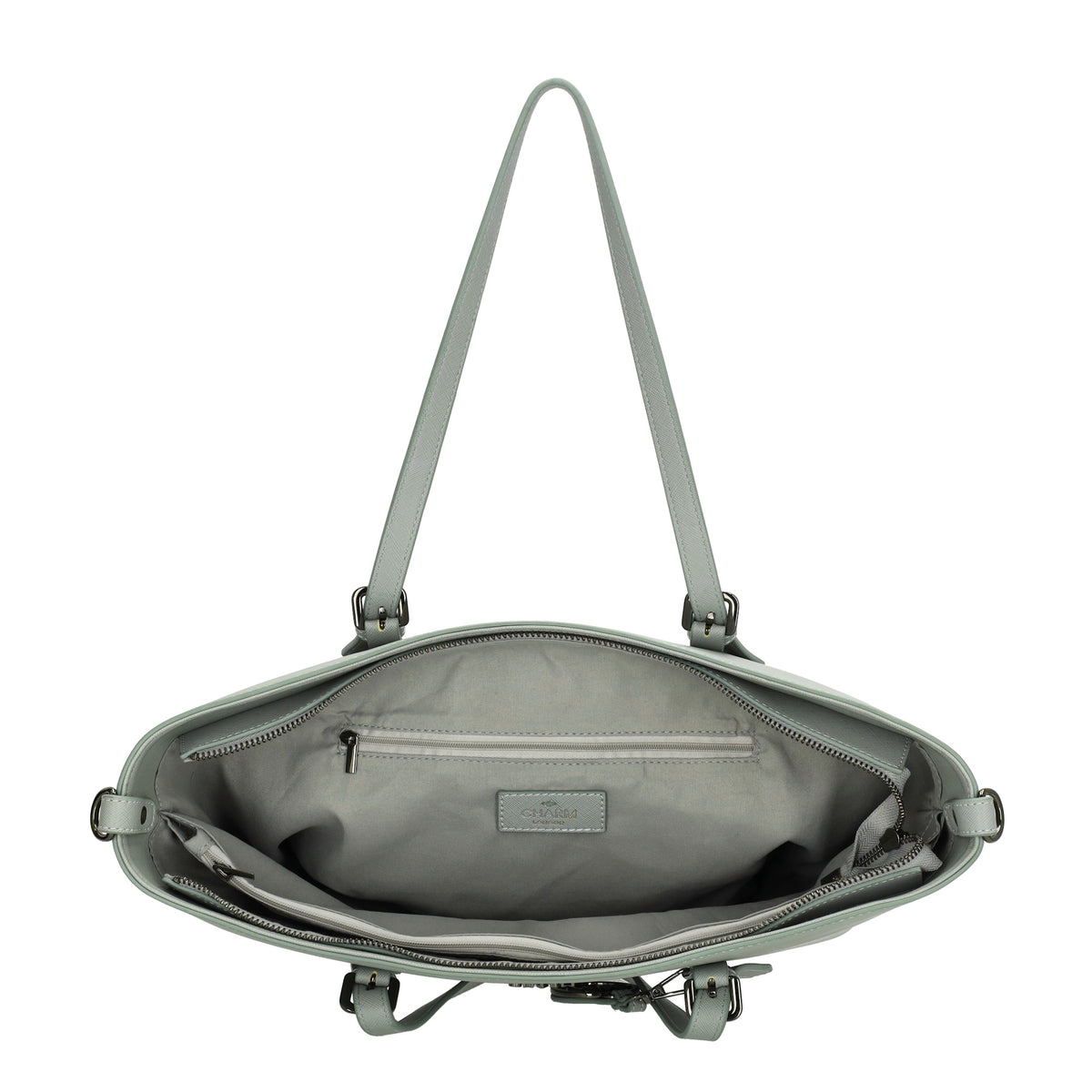 Shopper 41x27cm in Mint mit Reißverschluss - leder-accessoires.com